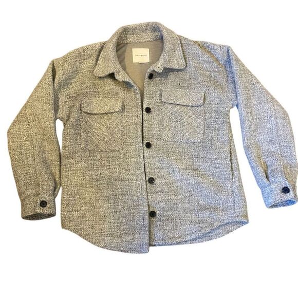 Thread & Supply Women's Gray Lined Shacket Medium Button Casual Workwear - Picture 1 of 4